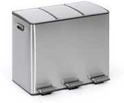 Kôš na triedený odpad, 3x 15 l, nerez, nášľapný