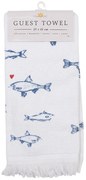 Biely kuchynský froté uterák s rybkami Sun Sea And Fish - 40 * 66 cm