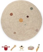 Detský kusový koberec Play Solar System kruh, 150x150, béžová, detská izba, Lorena Canals