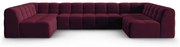 Vínovočervená zamatová rohová pohovka (do "U") Kendal - Micadoni Home