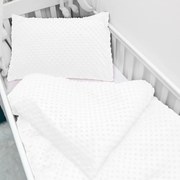 Biante Detské posteľné obliečky do postieľky Minky TOP 3D bodky MKP-059 Biele Do postieľky 90x120 a 40x60 cm