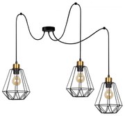 Luster na lanku PRIMO 3xE27/60W/230V pavúk čierna/zlatá