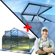 Skleník Polykarbonátový Tunel 12M2 300X400 Ptf Poľsko Antracit Grafit Okno