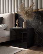 NOČNÝ STOLÍK MARION III LED ČIERNY VYSOKÝ LESK BEZUCHYTKOVÝ