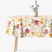 Goldea oválny teflónový obrus - kvety ibišteka 120 x 160 cm