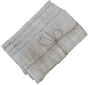 Set 4ks šedý ľanový obrúsok s rozstrapkanými okrajmi - 40*40cm