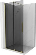 Mexen Velar, sprchová zástena s posuvnými dverami Walk-in 90 x 200 cm, 8mm šedé sklo, zlatá lesklá, 871-090-000-43-50