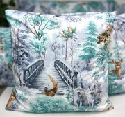 INTERMEDIC SK Vianočná obliečka na vankúš Jeleň modrý 40x40 cm