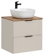 Závěsná skříňka Adele Cashmere Smile s deskou a umyvadlem 60 cm kašmírová/dub evoke