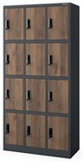 Šatňová skrinka s 12 priehradkami, antracitová/orechová, 900x1850x400 mm: MARCIN Eco Design