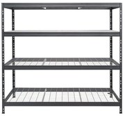 Bezskrutkový kovový regál RIVET, 180x180x60 cm, 4x sieťová drôtená polica, antracitová sivá