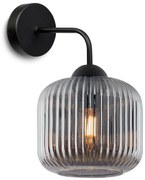 Nástenné svietidlo Riffle, 1x grafitové sklenené tienidlo