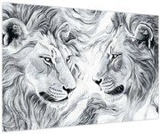 Obraz - Kreslené levie hlavy (90x60 cm)