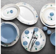 Jedálenská súprava 29 ks, biela/modrá, porcelán