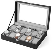Box na hodinky Watch, 30x8,5x21 cm, čierna/sivá