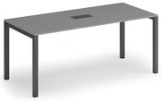 Rokovací stôl PRIMO SQUARE, 180x80 cm, grafit + stolná zásuvka TYP II, čierna