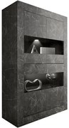 Vitrína Basic mramor sivá/antracit