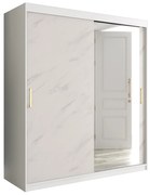 Šatníková skriňa 180 cm Marbelo T2 (matná biela + biely mramor). Vlastná spoľahlivá doprava až k Vám domov. 1064596