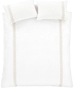 Bielo-béžové bavlnené obliečky na dvojlôžko 200x200 cm Embroidery Leaf – Bianca