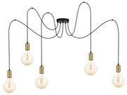 Luster na lanku MIROS 5xE27/60W/230V pavúk čierna/zlatá