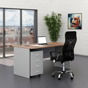 Zostava kancelárskeho nábytku SimpleOffice 1, 160 cm, sivá / orech vlašský