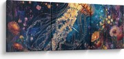 Obraz - Magická medúza (s hodinami) (90x30 cm)