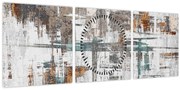 Obraz - Abstraktné ťahy (s hodinami) (90x30 cm)