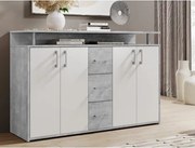 Komoda Drift, šedý betón/biela%