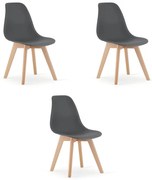 Set troch jedálenských stoličiek KITO tmavosivé / naturálne nohy (3 ks)