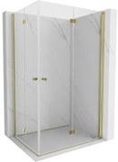Mexen Mist-F Duo, skladací sprchový kút 70 x 75 cm, číre sklo, zlatý lesklý profil, 8A6-070L-075P-50-00