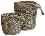 2ks závesný úložný kôš z morskej trávy Loani - Ø 27*30/ Ø 20*20 cm