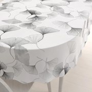 Biante Bavlnený oválny obrus Sandra SA-512 Sivo-biele ginkgo listy na bielom 50x100 cm