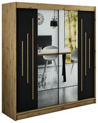 Skriňa Halifax Y1 200 Dub Artisan/čierna/Zrkadlo