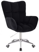 LuxuryForm DESIGN Kreslo AURORA VELUR na striebornej podstave s kolieskami - čierne