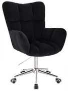 LuxuryForm DESIGN Otočné kreslo AURORA VELUR na striebornej podstave s kolieskami - čierne