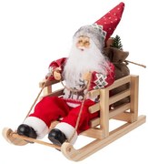 Santa Claus v škandinávskom svetri na saniach 34 cm