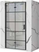 Rea Molier, skladacie sprchové dvere 80x190cm do otvoru, 6mm číre sklo, čierny profil, KPL-K9537