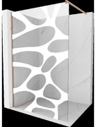 Mexen Kioto paraván do sprchy Walk-in 70 x 200 cm, biely vzor 8 mm, brúsená meď - 800-070-101-65-97