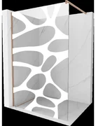 Mexen Kioto paraván do sprchy Walk-in 70 x 200 cm, biely vzor 8 mm, brúsená meď - 800-070-101-65-97