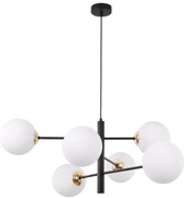 Závesne svietidlo Florence, 6x biele sklenené tienidlo, B/G