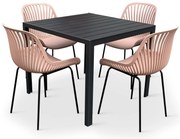 Noela Záhradný jedálenský set Viking M + 4x stolička GABY ružová