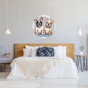 PIPPER. Kruhová samolepka na stenu "Francúzske buldočky" Veľkosť: 60 cm