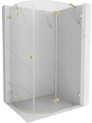 Mexen Lunar, pravý polkruhový sprchový kút 80 x 70 cm, 8mm číre sklo, zlatý matný profil, 833-080P-070L-55-00