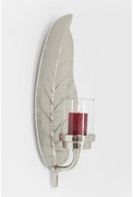 Nástenný kovový svietnik v striebornej farbe Kare Design Leaf