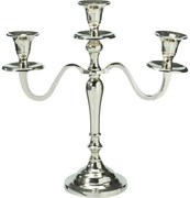 Kovový svietnik 3-ramenný 29x10x30 cm, farba strieborná, dekor 1