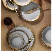 Jedálna súprava 16 ks, sivá/zlatá, porcelán