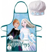 Vianočná zástera s kuchárskou čiapkou Ledové kráľovstvo - Frozen - 2 diely - pre deti 3 - 8 rokov
