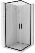 Mexen Exo, štvorcový sprchovací kút s posuvnými dverami 70x70 cm, 6mm číre sklo, čierny profil, 8111-070-070-70-00