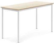 Stôl SONITUS, 1400x600x760 mm, HPL - breza, biela
