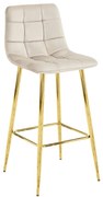 Barová stolička ARCETO - béžový zamat /zlaté nohy